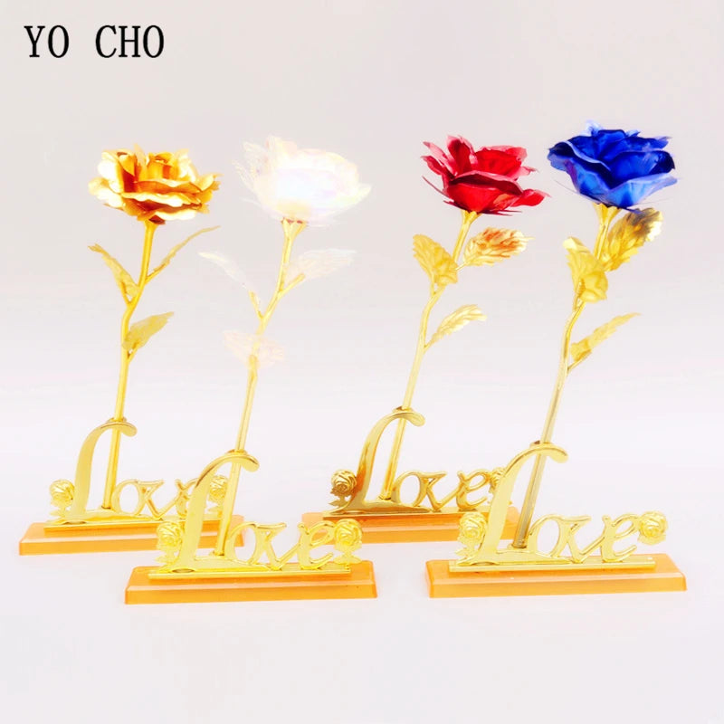 24K Plated Gold Rose Artificial Flower