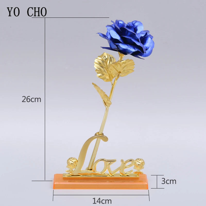 24K Plated Gold Rose Artificial Flower