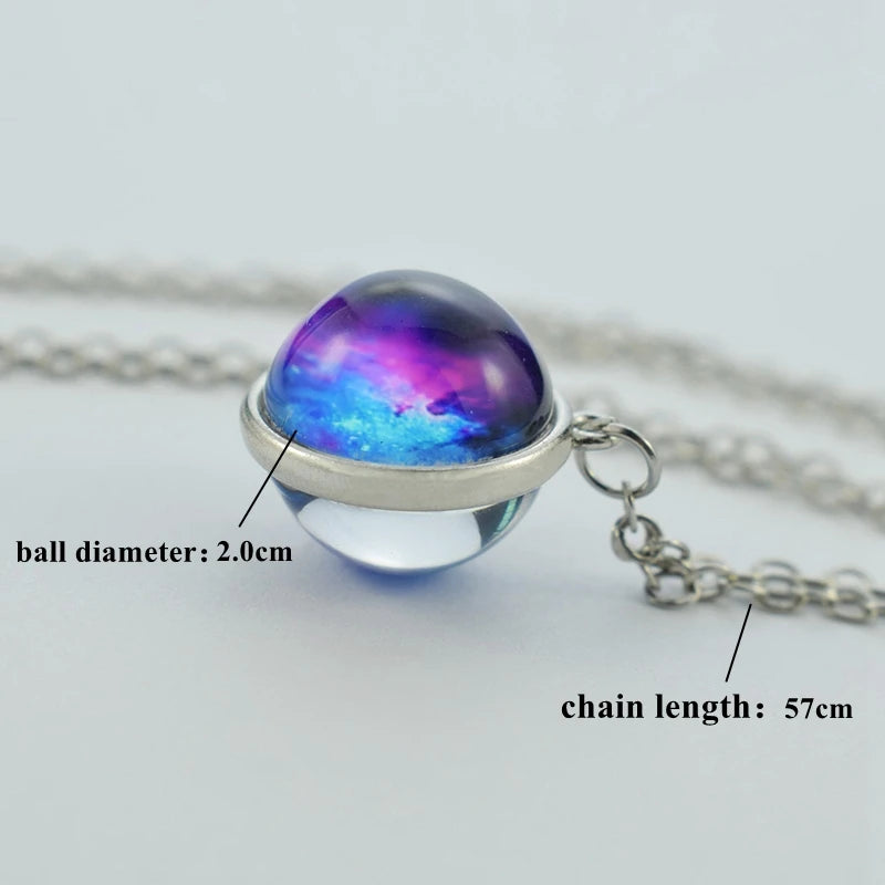 Luminous Zodiac Glass Ball Pendant Necklace