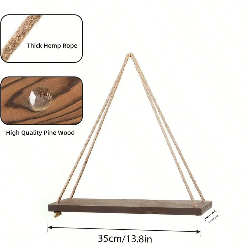 Wooden Swing Hanging Wall Shelve