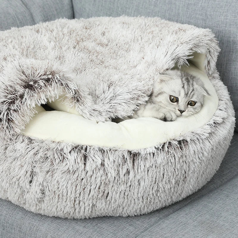 Plush 2 In 1 Warm Pet Round Bed