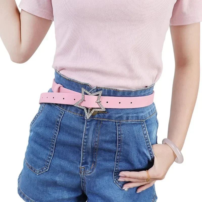 Pink Y2K Star Buckle Belt