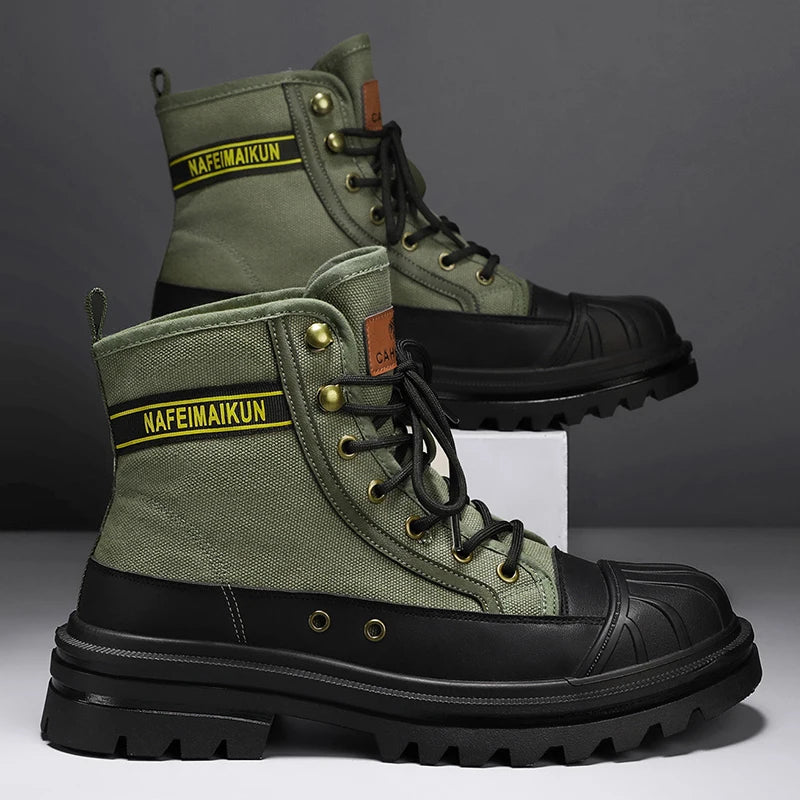 Men Leather Snow Military Boots