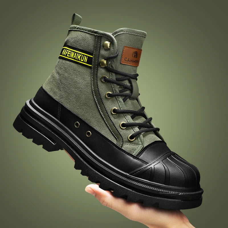 Men Leather Snow Military Boots