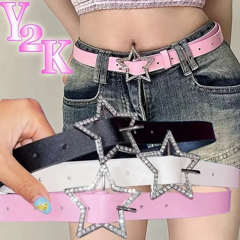 Pink Y2K Star Buckle Belt