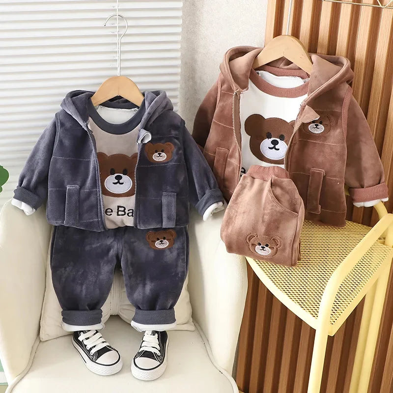 Girls Cartoon Pattern Hooded Set