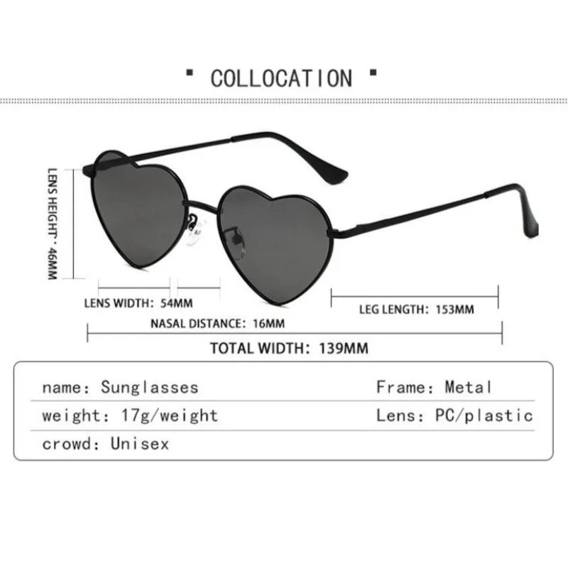 Women's Metal Heart Shaped Sunglasses