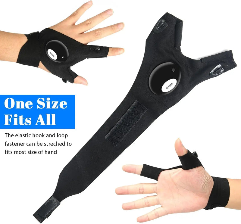 LED Half Finger Flashlight Glove