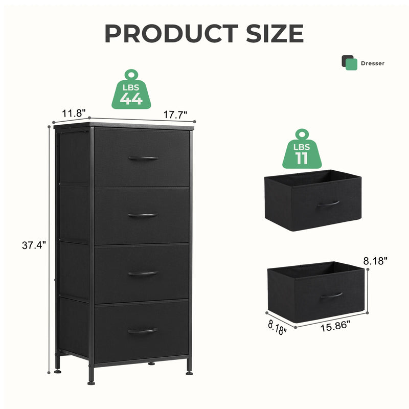 JHK 4 Fabric Drawers Cabinet