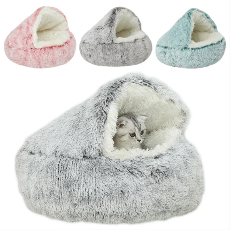 Plush 2 In 1 Warm Pet Round Bed