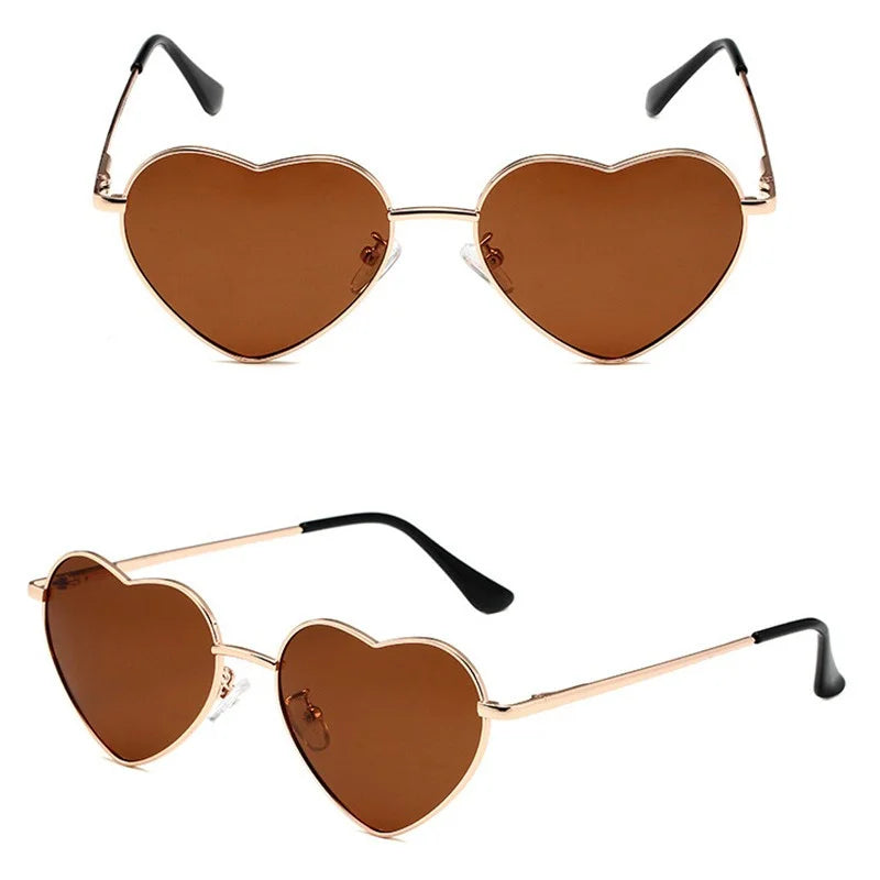 Women's Metal Heart Shaped Sunglasses