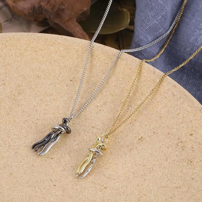 Hip Hop Embrace Couple Pendant Necklace