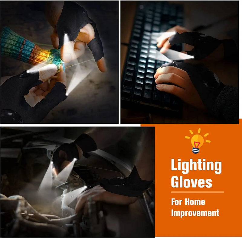 LED Half Finger Flashlight Glove