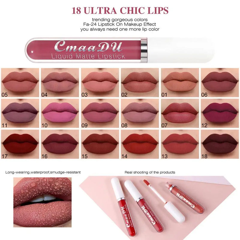 Waterproof 18 Color Liquid Lipstick