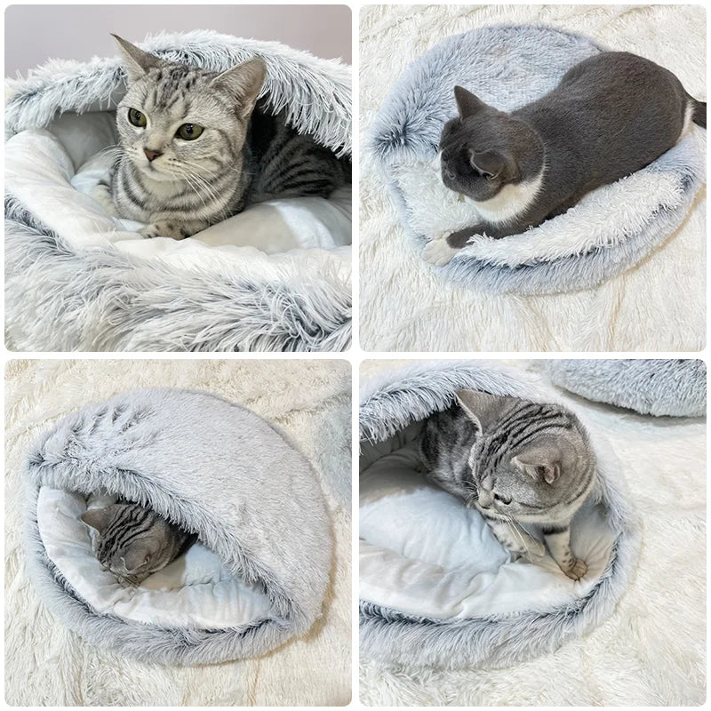 Plush 2 In 1 Warm Pet Round Bed