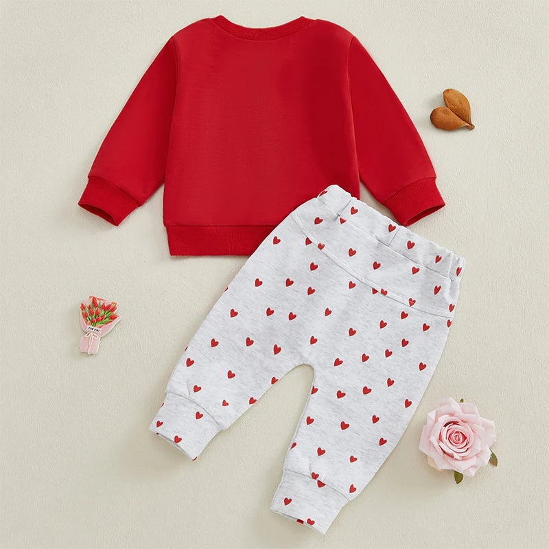 Girl T-shirt Heart Print Leggings Set