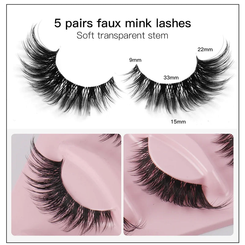 5 Pairs Cat Eye Fake Lashes