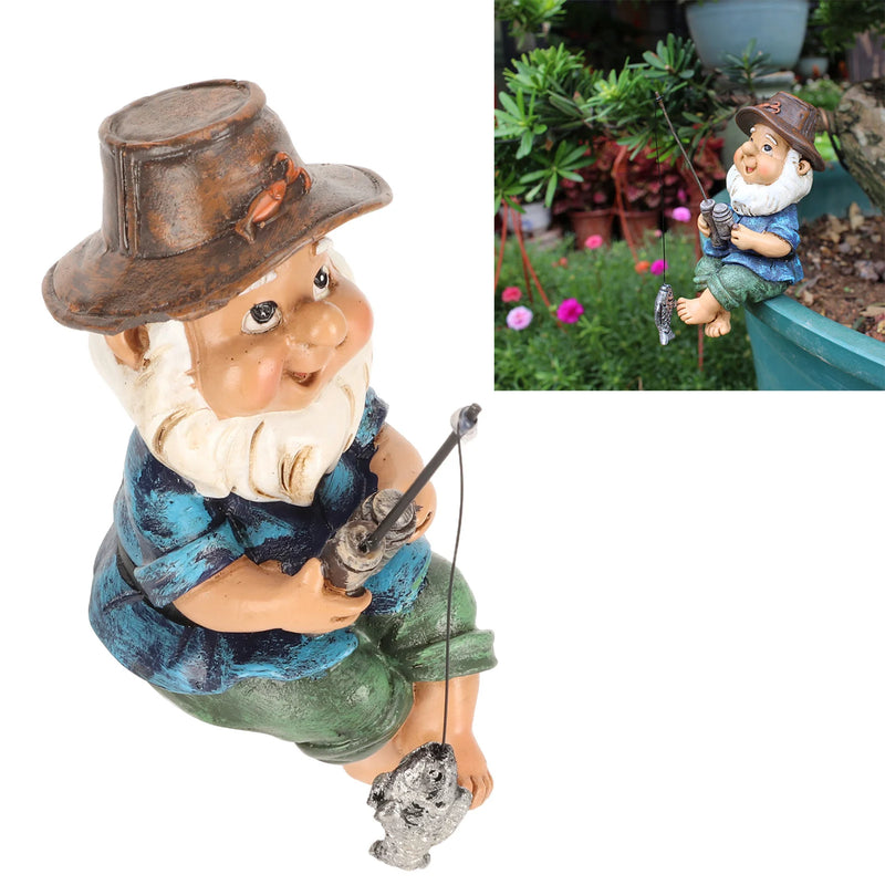 Fishing Gnome Sitter Funny Statue