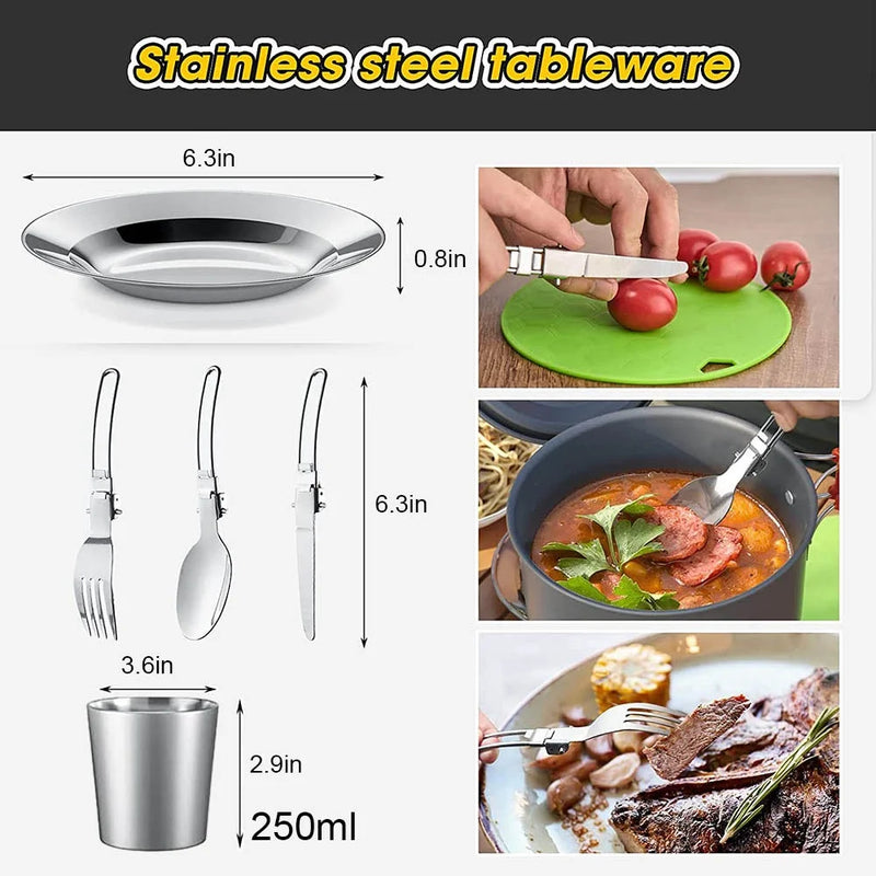 Outdoor camping cooking set