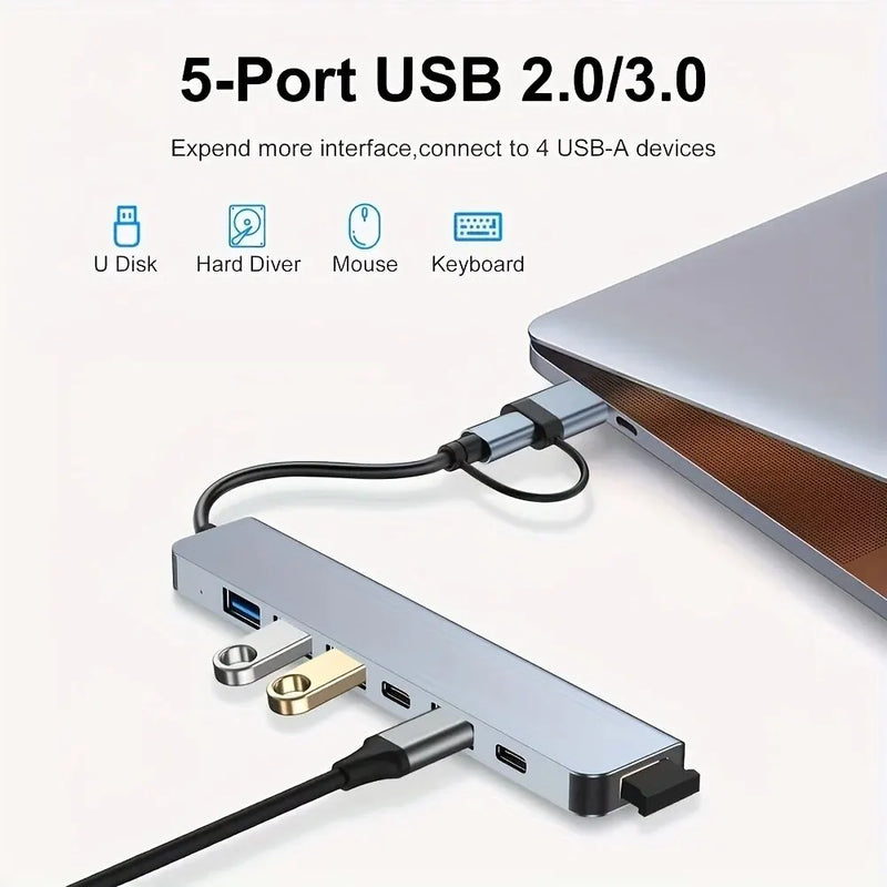 8 In 2 USB HUB With Splitter Card Reader