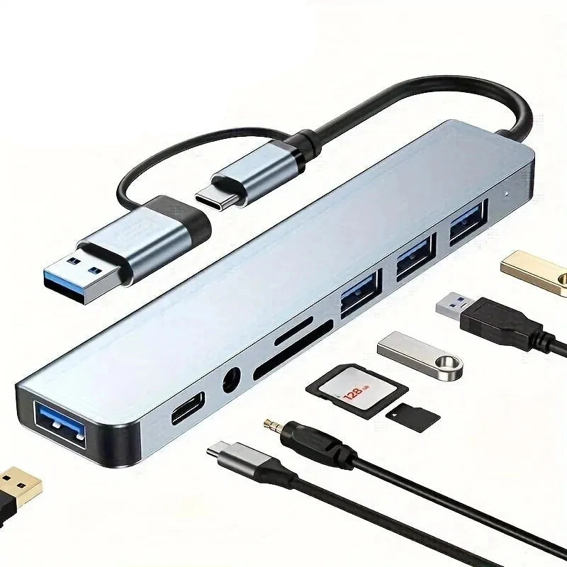 8 In 2 USB HUB With Splitter Card Reader