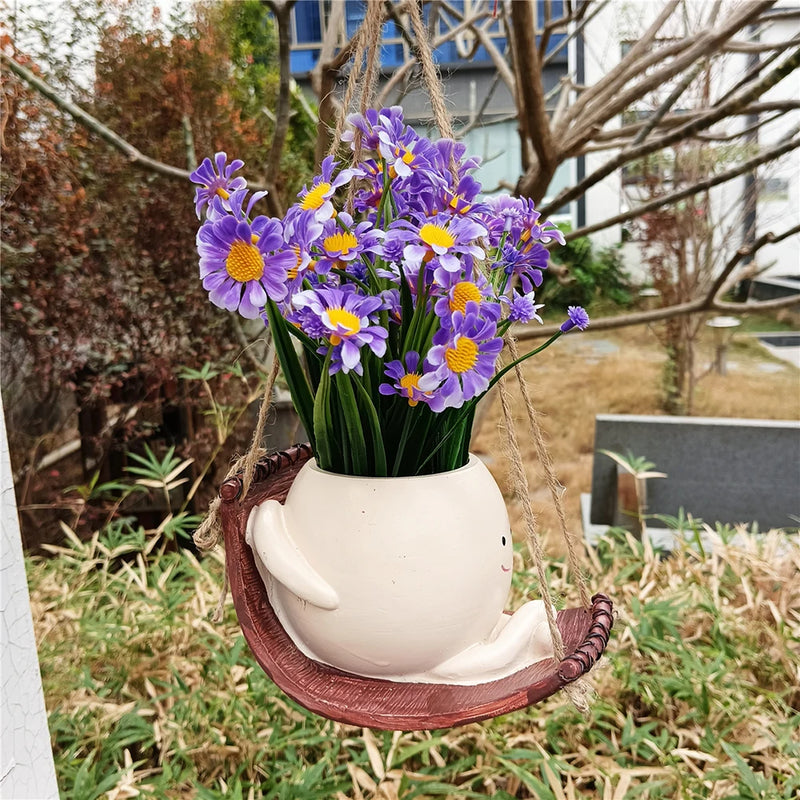 Flower Pot Wall Face Resin Planter