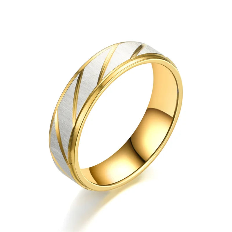 Fashion Gold Stripes Couple Rings