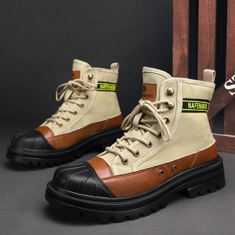 Men Leather Snow Military Boots