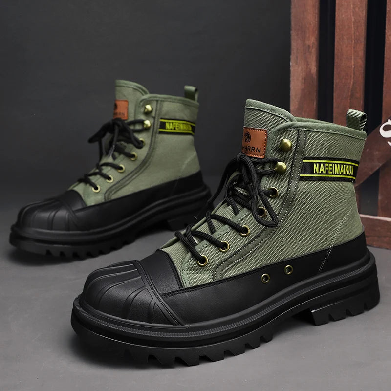 Men Leather Snow Military Boots