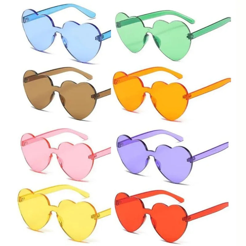 Women Heart Rimless Sunglasses