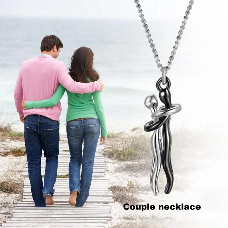 Hip Hop Embrace Couple Pendant Necklace