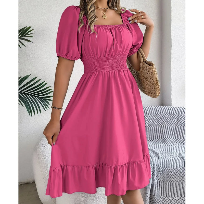 Women's Square Neck MIidi Dresses