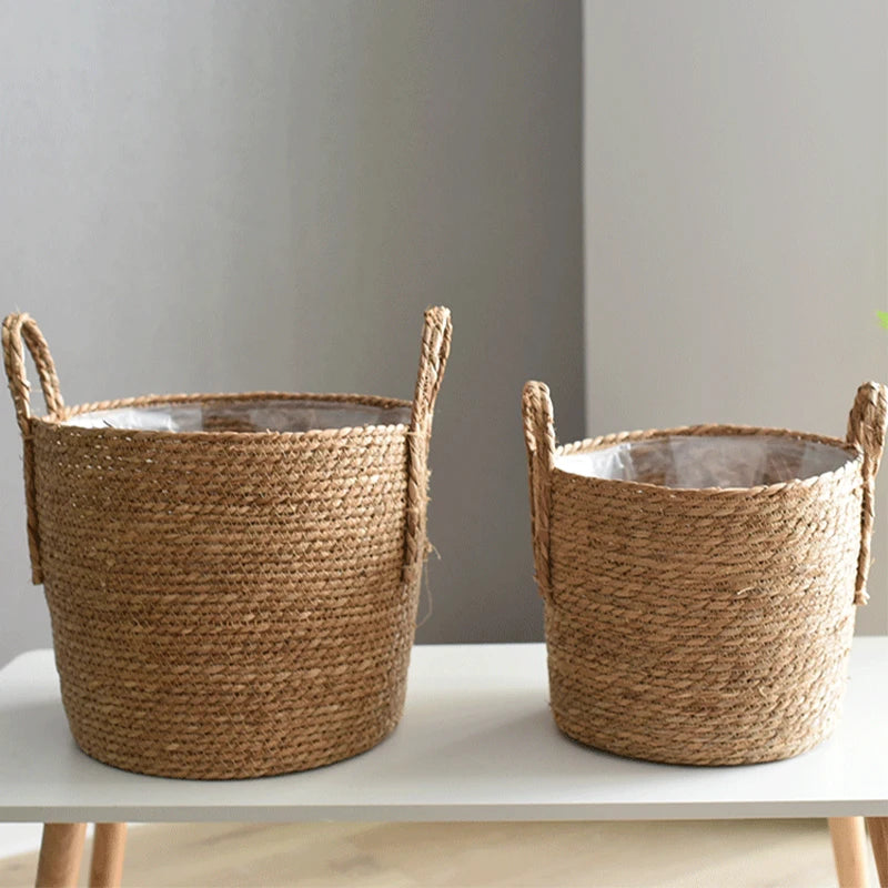 Nordic Straw Woven Flower Pot