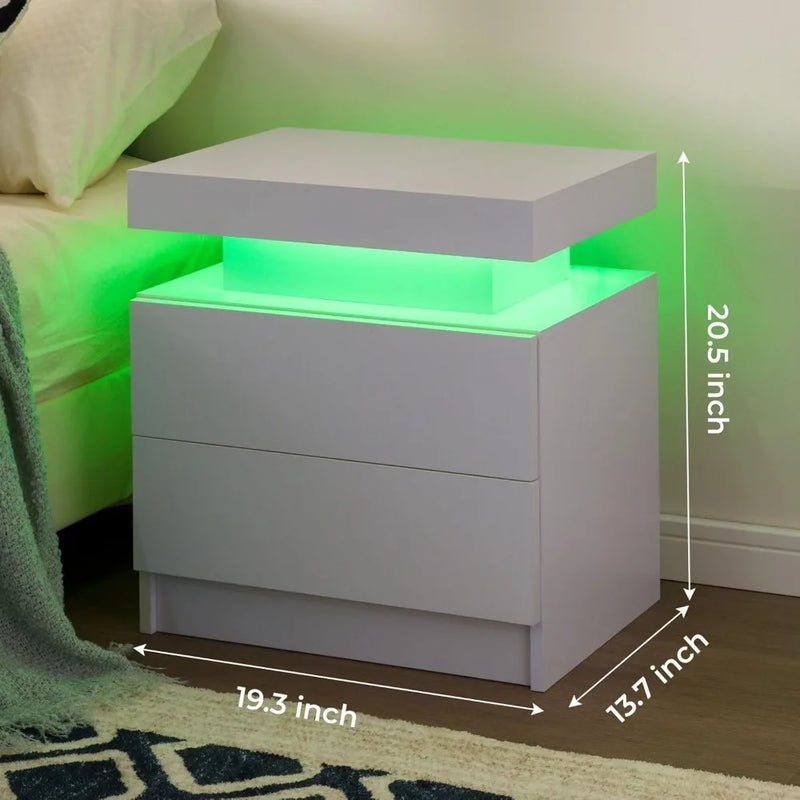 LED Bedside with Drawers Table