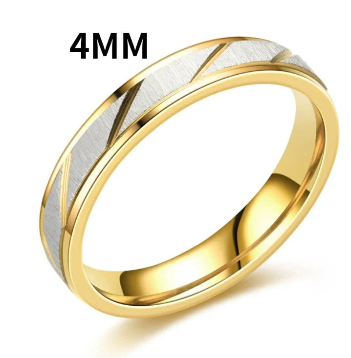 Fashion Gold Stripes Couple Rings