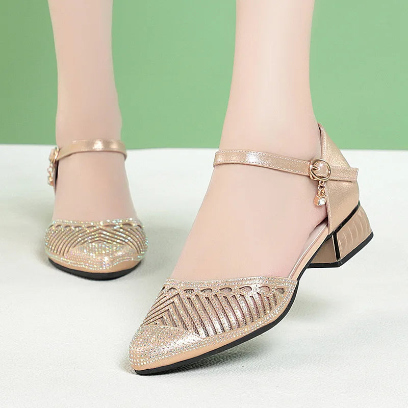 Women Pointed Toe Rhinestones Shoes