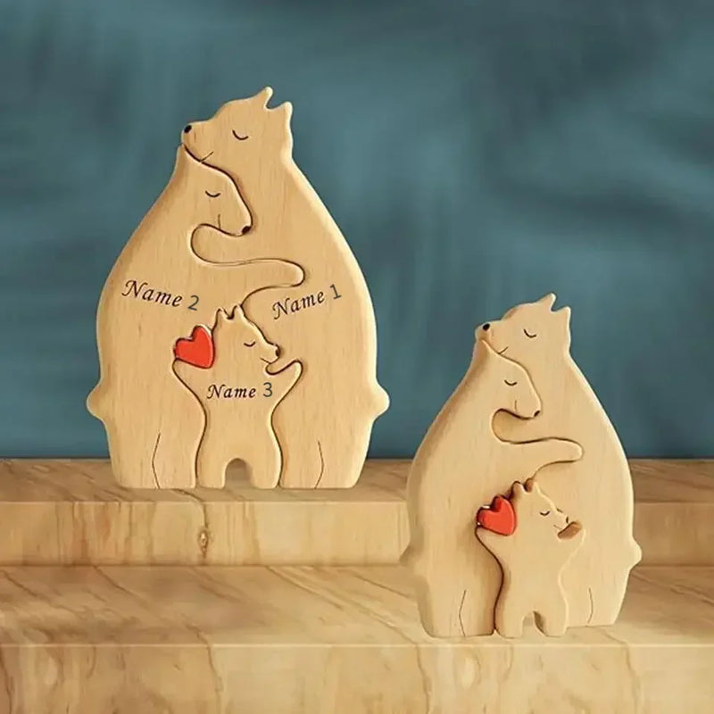 Customized Bear Family Wooden Art