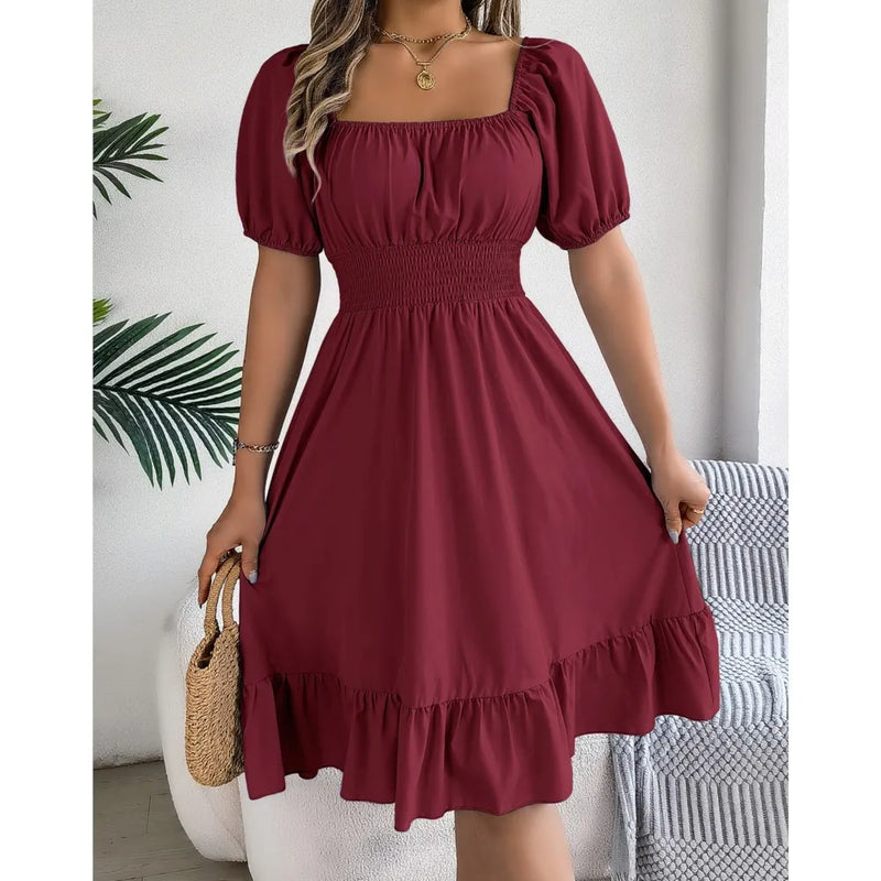 Women's Square Neck MIidi Dresses