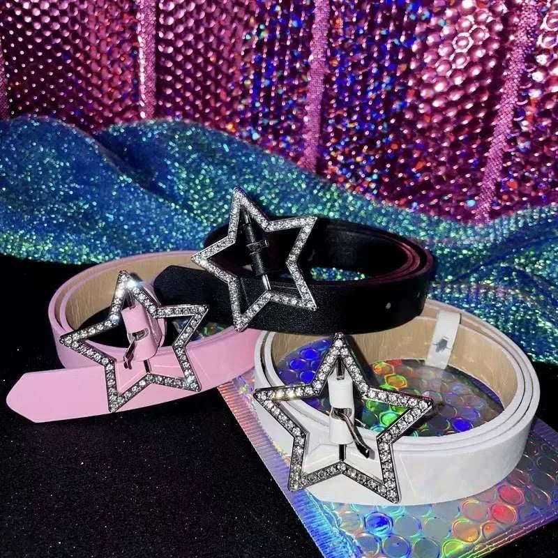 Pink Y2K Star Buckle Belt