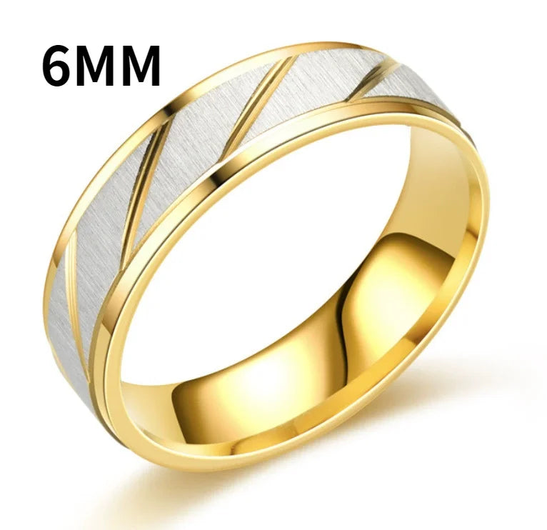 Fashion Gold Stripes Couple Rings